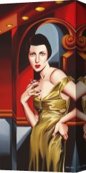 Catherine Abel Canvas Paintings - Olive Satin Dress by Catherine Abel