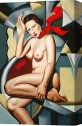 Catherine Abel Canvas Paintings - Orange Scarf by Catherine Abel