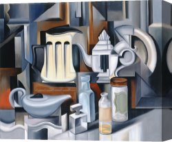 Catherine Abel Canvas Paintings - Still Life with Teapots by Catherine Abel