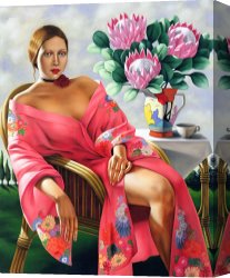 Catherine Abel Canvas Paintings - Tea Late Afternoon by Catherine Abel
