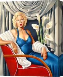Wing of a Blue Roller Canvas Prints - Woman in Sapphire Blue Dress by Catherine Abel