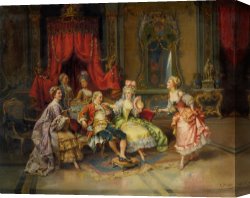 Room Canvas Paintings - Louis Xv in The Throne Room by Cesare Auguste Detti