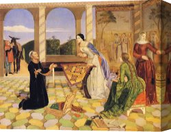 Richard Coeur De Lion on His Way to Jerusalem Canvas Prints - Berengaria's Alarm for The Safety of Her Husband, Richard Coeur De Lion, Awakened by The Sight of His Girdle Offered for Sale at Rome by Charles Allston Collins