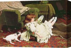 Charles Canvas Paintings - Time to Play by Charles Burton Barber