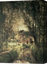 Charles Canvas Paintings - Landscape by Charles Francois Daubigny