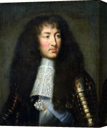 Charles Canvas Paintings - Portrait of Louis XIV by Charles Le Brun
