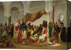 Charles Canvas Paintings - The Turkish Cafe by Charles Marie Lhuillier