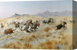 Charles Canvas Paintings - The Attack by Charles Marion Russell
