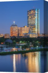 Boston Celebration Canvas Prints - Boston Night Skyline I by Clarence Holmes