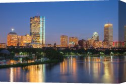 Transportation Canvas Prints - Boston Night Skyline II by Clarence Holmes