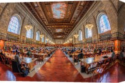 Room Canvas Paintings - New York Public Library Main Reading Room I by Clarence Holmes