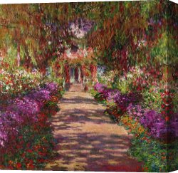 Impressionism Canvas Prints - A Pathway in Monets Garden Giverny by Claude Monet