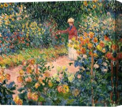 Impressionism Canvas Prints - Garden at Giverny by Claude Monet