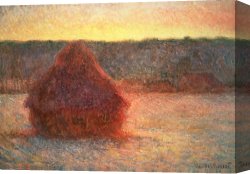 Claude Monet Canvas Prints - Haystacks at Sunset by Claude Monet