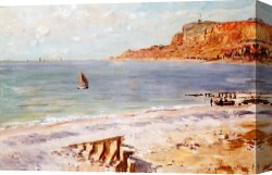 Transportation Canvas Prints - Seascape at Sainte Adresse by Claude Monet