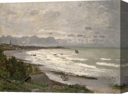 Transportation Canvas Prints - The Beach at Sainte Adresse by Claude Monet