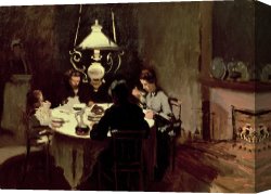 The End of Dinner Canvas Prints - The Dinner by Claude Monet