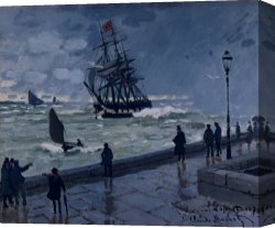 Claude Monet Canvas Prints - The Jetty at Le Havre in Bad Weather by Claude Monet