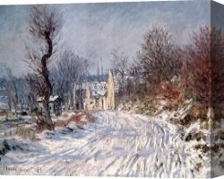 Claude Monet Canvas Prints - The Road to Giverny in Winter by Claude Monet