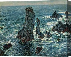Belle Du Jour Canvas Prints - The Rocks at Belle Ile by Claude Monet