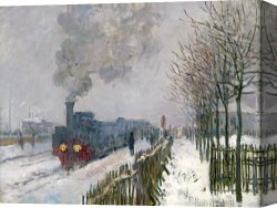Transportation Canvas Prints - Train in the Snow or The Locomotive by Claude Monet