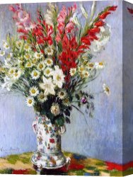 Flowers in a Blue Vase Canvas Prints - Vase of Flowers by Claude Monet