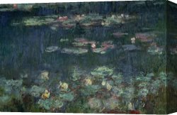 Reflection Canvas Prints - Waterlilies Green Reflections by Claude Monet