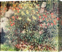Woman Canvas Paintings - Women in the Flowers by Claude Monet