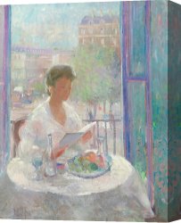 Lady Clown Canvas Prints - Lady Reading at an Open Window by Clementine Helene Dufau