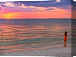 Beach Canvas Prints - Beach Girl and Sunset by Collection 14