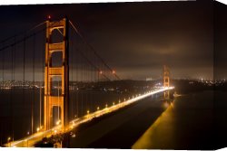 Night Canvas Paintings - Golden Gate at night by Collection 6