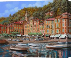 Transportation Canvas Prints - Portofino-La Piazzetta e le barche by Collection 7