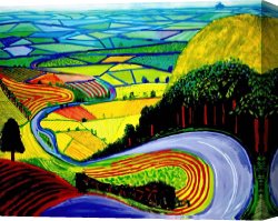 Impressionism Canvas Prints - David Hockney Garrowby Hill by Collection