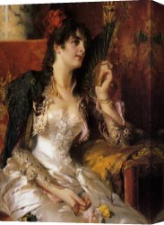 The Feathered Fan Canvas Prints - Senorita with a Fan by Conrad Kiesel