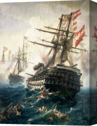 The Battle of Bannockburn Canvas Prints - The Battle of Lissa by Constantin Volonakis