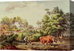 Berlin Street Scene Canvas Prints - American Farm Scenes by Currier and Ives