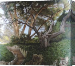Ancient Canvas Paintings - Garden of The Ancient Oak by David Hardy
