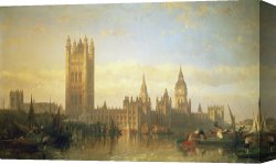 Apartments of Queen Elizabeth of Prussia, Charlottenburg Palace, Berlin Canvas Prints - New Palace of Westminster from the River Thames by David Roberts