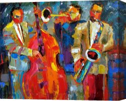 Latin Jazz Canvas Paintings - All Night Jazz by Debra Hurd