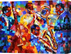 Jazz Festival in Paris Canvas Prints - Bold Jazz Quartet by Debra Hurd