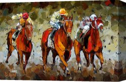 Horse Race Canvas Paintings - Close Race by Debra Hurd