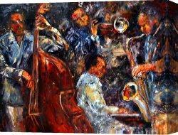 Latin Jazz Canvas Paintings - Hot Jazz three by Debra Hurd