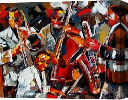 Latin Jazz Canvas Paintings - Jazz Brothers by Debra Hurd