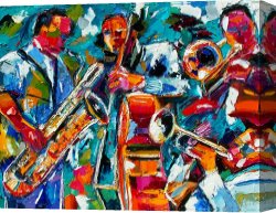 Latin Jazz Canvas Paintings - Jazz Magic by Debra Hurd