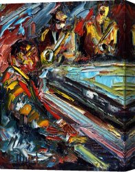 Latin Jazz Canvas Paintings - Jazz Tunes by Debra Hurd