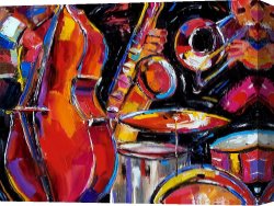Jazz Festival in Paris Canvas Prints - Red Jazz by Debra Hurd