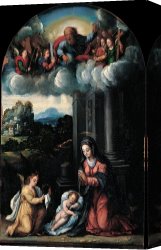 Agnus Dei Canvas Prints - The Virgin Worships The Child by Dei Filippi's workshop