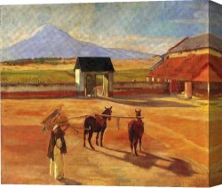 Oil Canvas Paintings - La Era The Threshing Floor 1904 Oil on Canvas 1904 by Diego Rivera