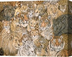 Wild Boars Canvas Paintings - Wild Cat Spread by Ditz
