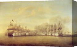 The Battle of Bannockburn Canvas Prints - The Battle of Negapatam by Dominic Serres